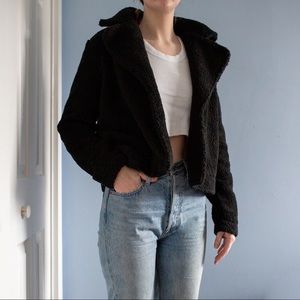 Black Banana Republic Crop Teddy Jacket
